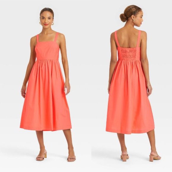A New Day Womens Dress XXL Midi Tank Top Orange Sleeveless A-Line Sundress New - Picture 1 of 8